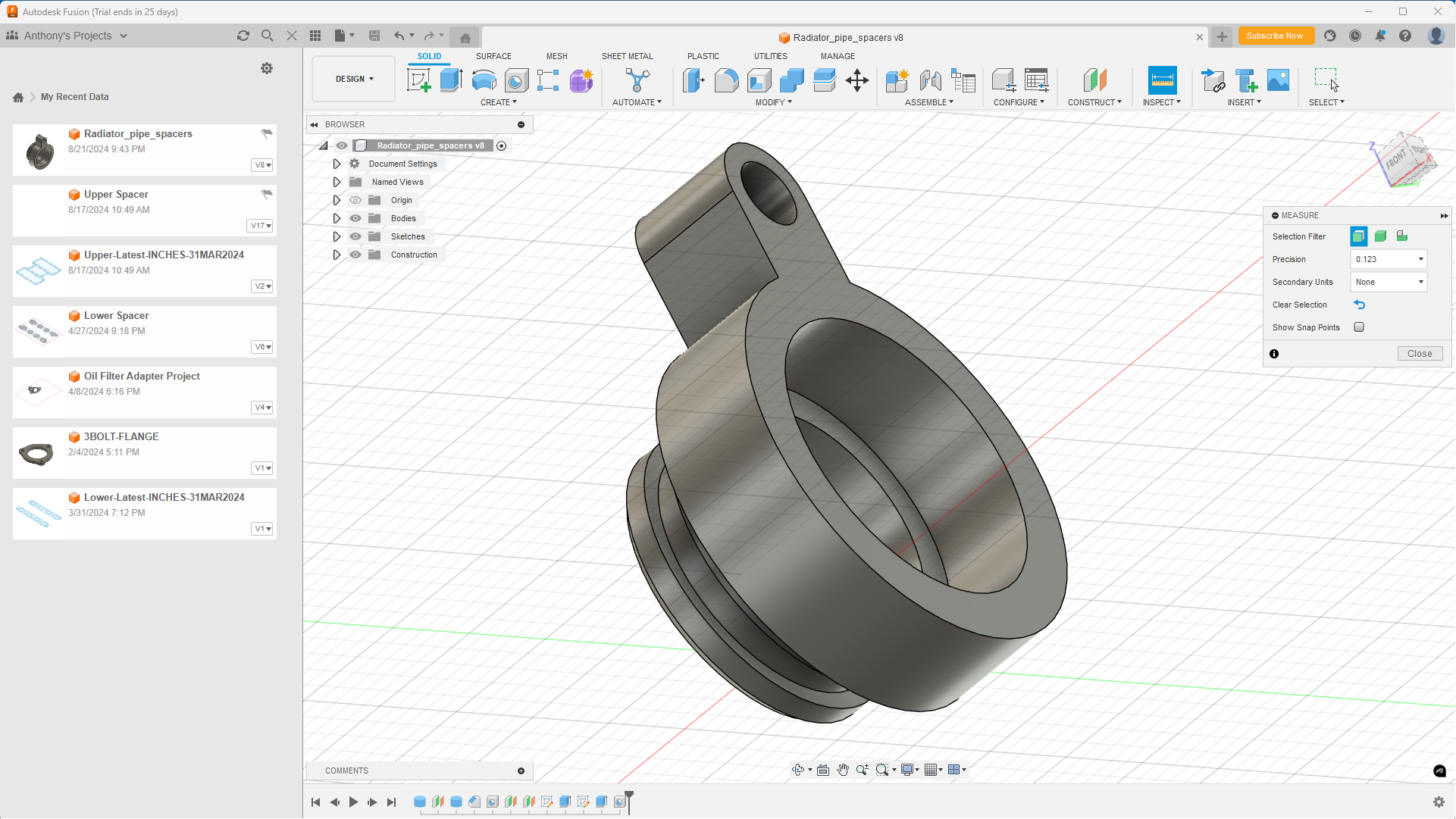 Latest Project - Coolant Pipe Spacers